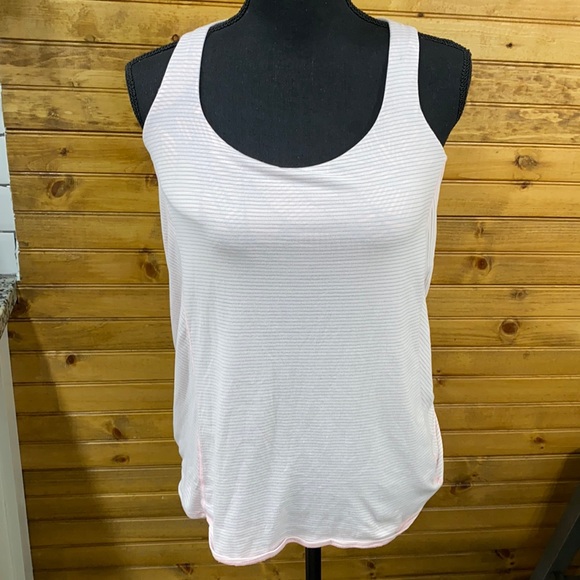 LuluLemon Pink Stripped Athletic tank top - Picture 2 of 7